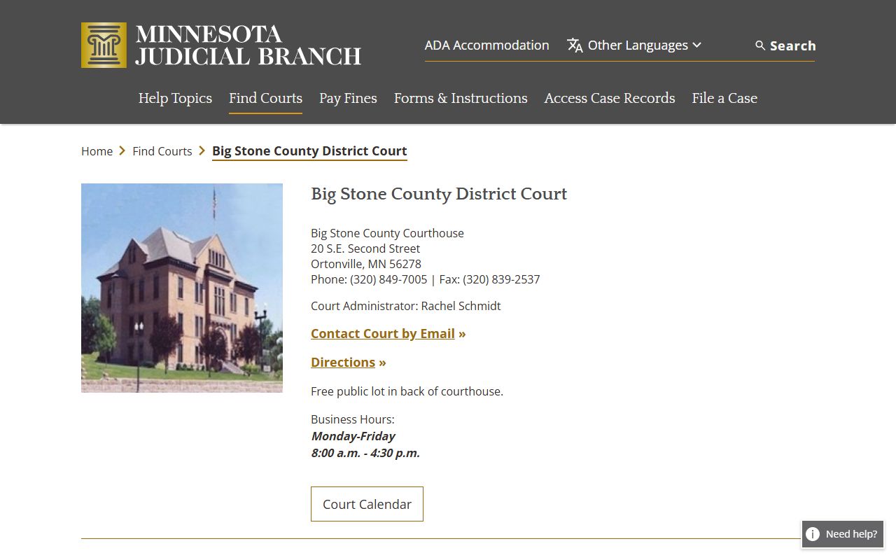 Big Stone County Probate Court Records - District Court page