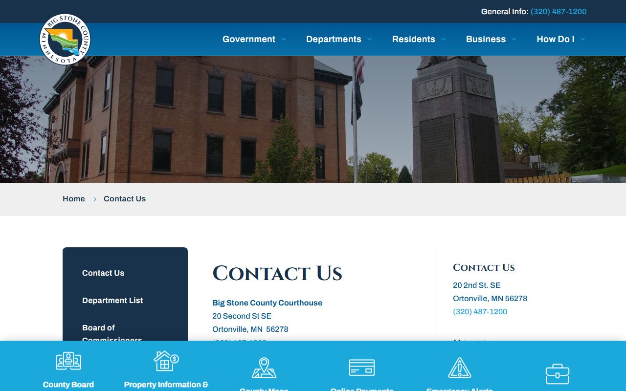 Big Stone County Probate Court Records - county contact page