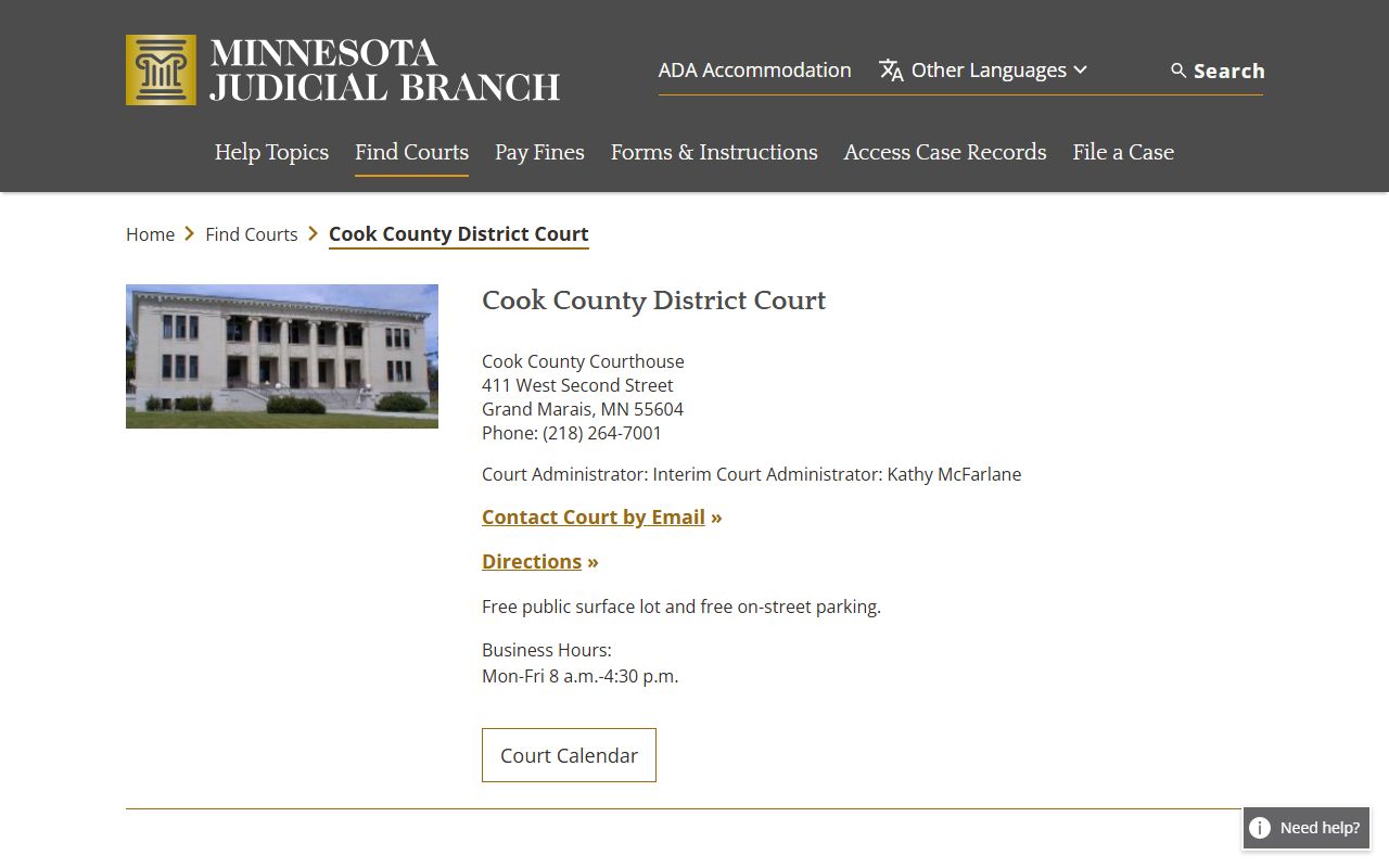 Cook County District Court probate records page Grand Marais