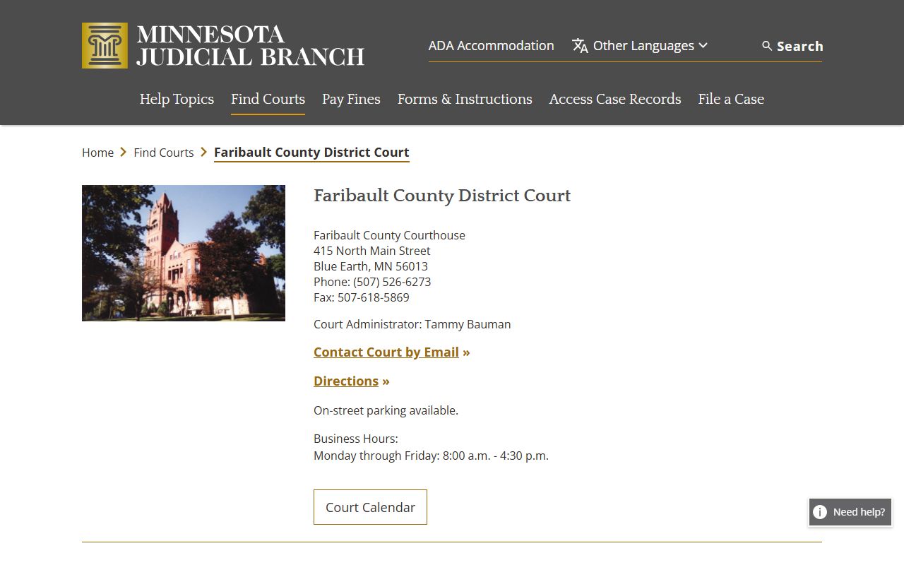 Faribault County Probate Court Records - District Court page
