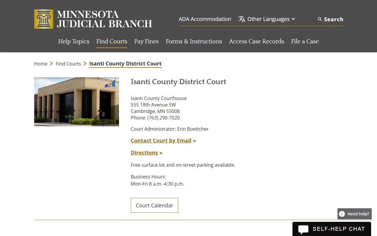 Isanti County Probate Court Records - District Court page