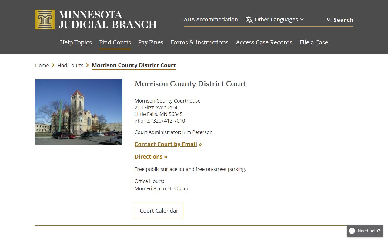 Morrison County Probate Court Records - District Court website