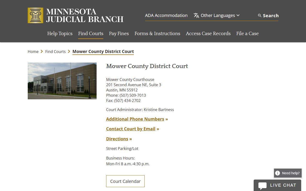 Mower County Probate Court Records - District Court website