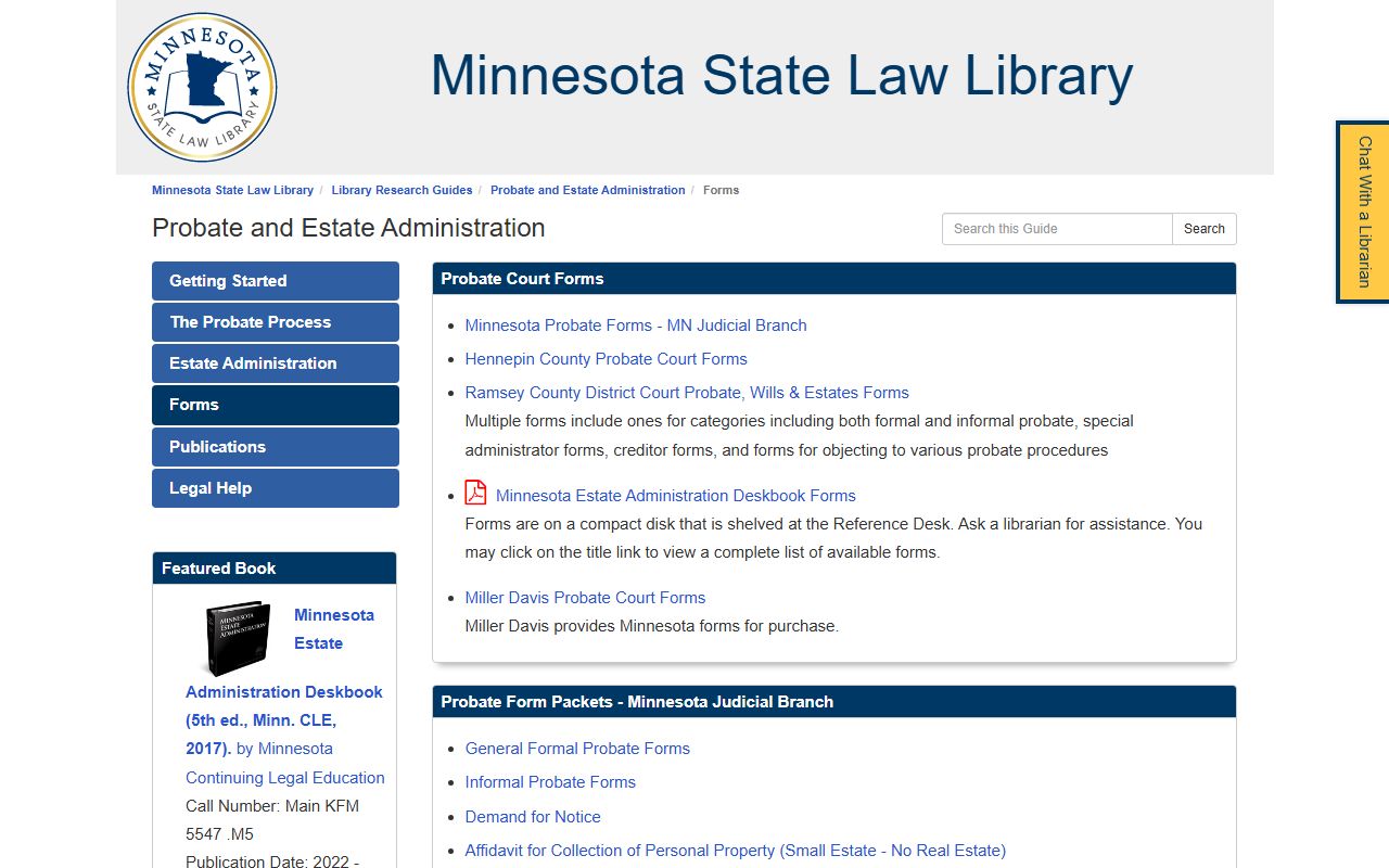 Tenth District Probate Forms guide for Pine County probate court records